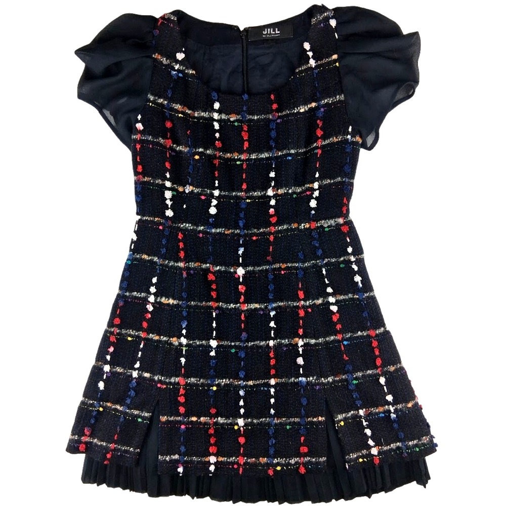 Jill By Jill Stuart Girls Sz Small Dress Black Textured Plaid Lined